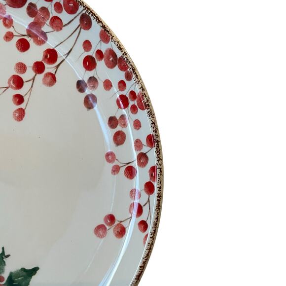 Potter’s Studio Red Cardinal Holly Berries CHRISTMAS Salad Plate Set of 2 NEW - Picture 5 of 13
